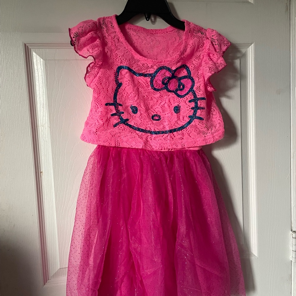 Hello Kitty Hot Pink Lace Top with Glitter Tulle Skirt